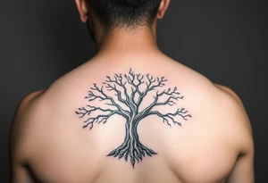 a semi realistic tree of life on sleeve tattoo idea