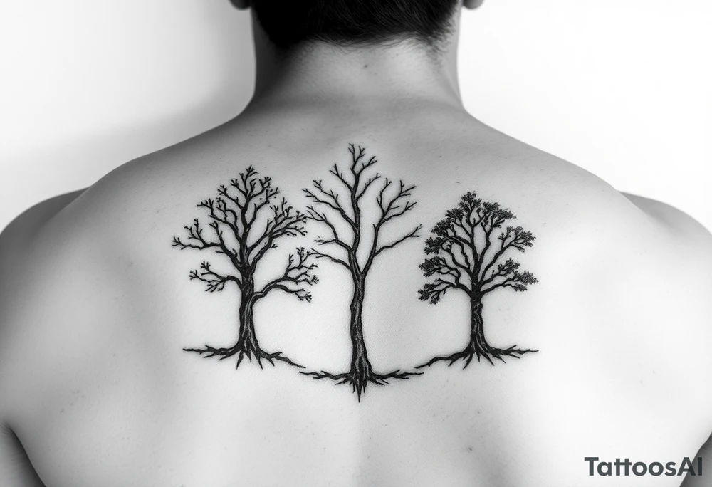 I have three kids. I want a tattoo that incorporates the trees that represent their birth months. Birth months are December, July, and November, respectively. tattoo idea