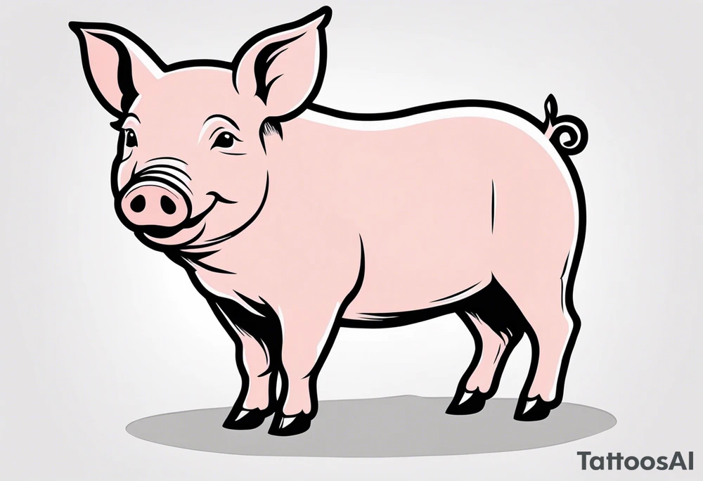 simple drawing of piglet or pig with text: "Friends. Not Food" included.
draw with very thin lines and no shading tattoo idea