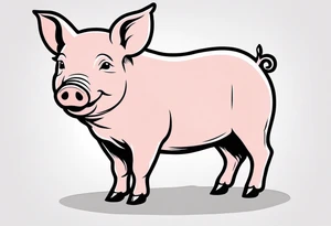 simple drawing of piglet or pig with text: "Friends. Not Food" included.
draw with very thin lines and no shading tattoo idea