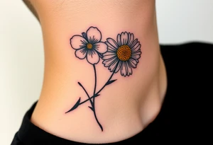 Viola odorata & Aster full neck tattoo tattoo idea