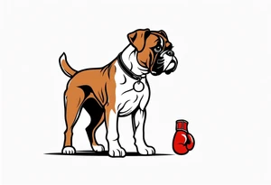 boxer dog standing up with boxing gloves on tattoo idea