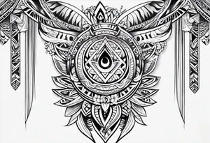 Warp tattoo above the knee, using Polynesian style tattoo idea