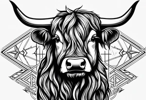 Highland cow biker tattoo idea