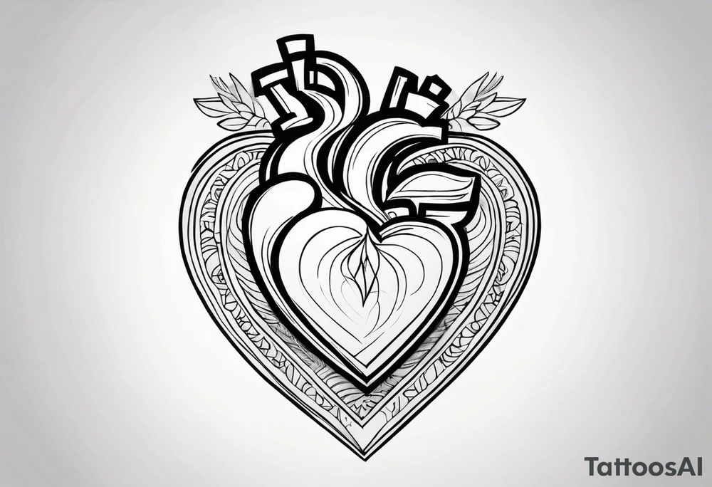 a heart with the word "Purris" above it, and "i love you" under it tattoo idea
