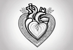 a heart with the word "Purris" above it, and "i love you" under it tattoo idea