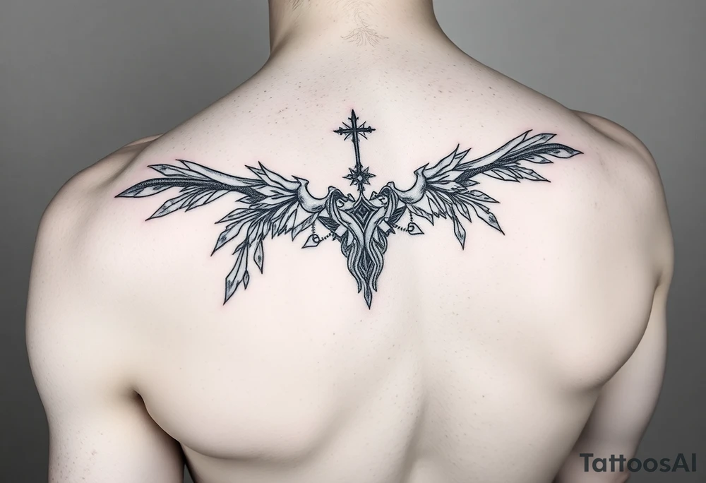 Femme spiritual fine line arm tattoo idea