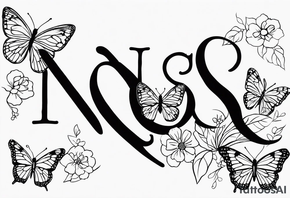 word N & S with butterfly tattoo idea