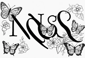 word N & S with butterfly tattoo idea