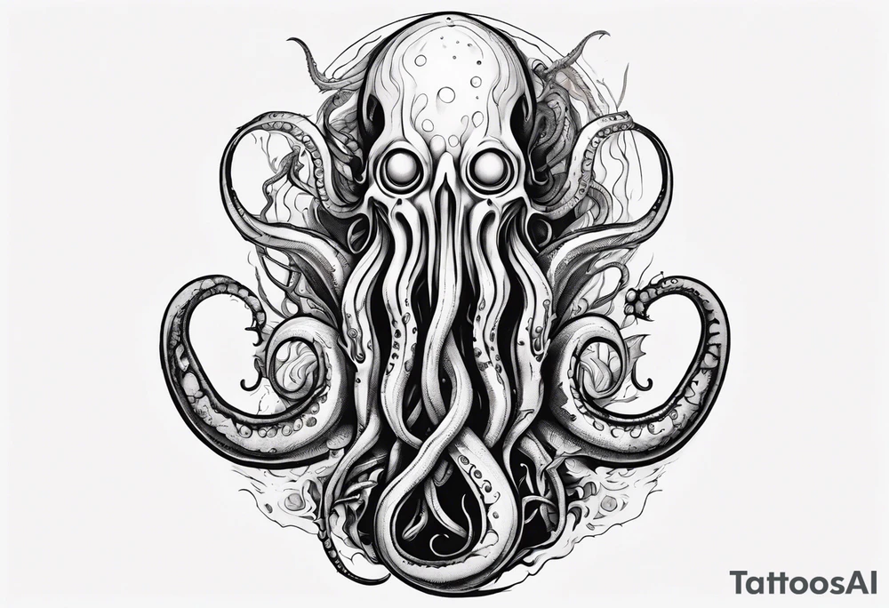 a tattoo on the theme of lovecraft, with long tentacles that embrace the earth tattoo idea