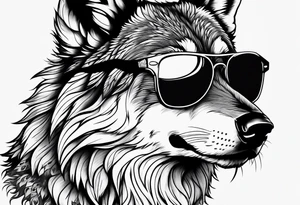 Badass Wolf wearing Sunglasses tattoo idea