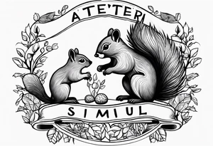 Draw a squirrel and an hedgehog accompanied by the writing simul in aeternum tattoo idea