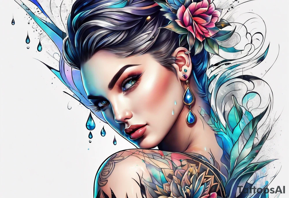 Sprinkler with water drops tattoo idea