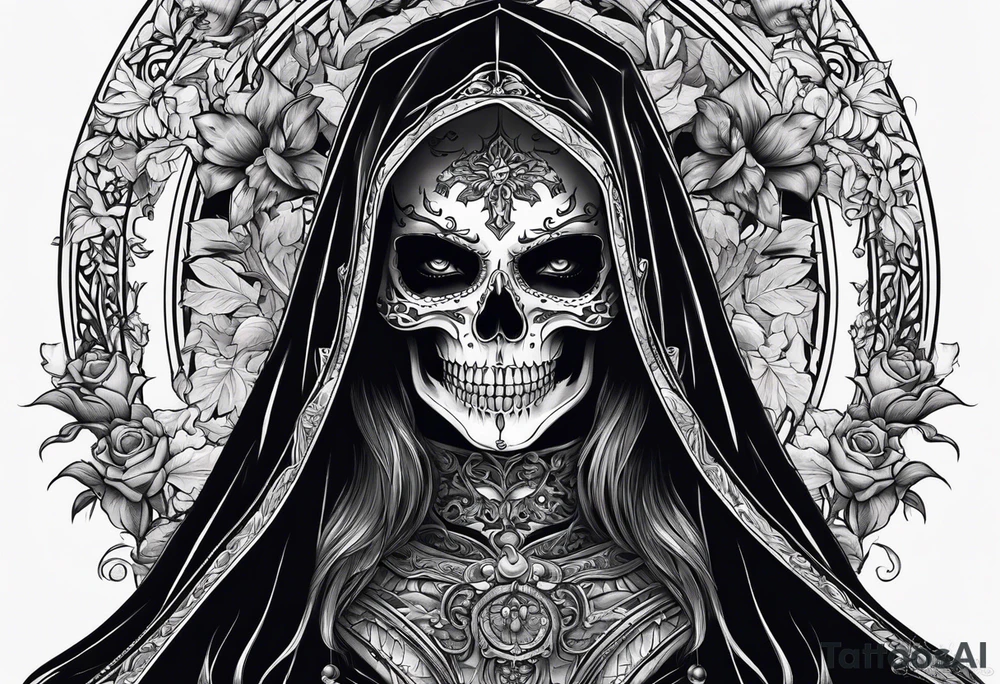 lady skeleton grim reaper satan tattoo idea