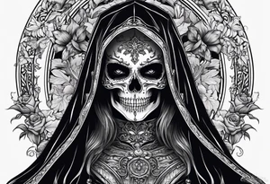 lady skeleton grim reaper satan tattoo idea