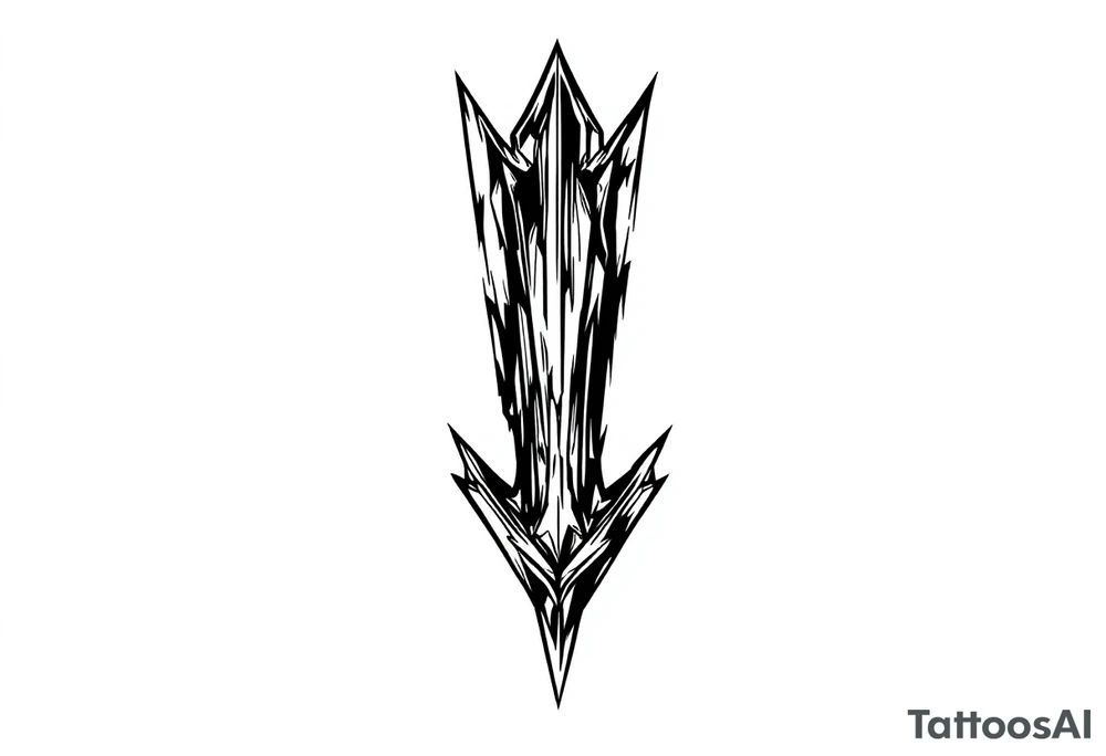 thick arrow look down tattoo idea