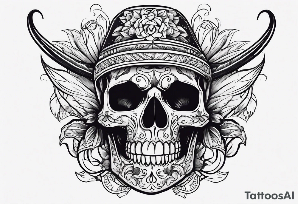 A chilli pepper with a skull fused onto it and facing one of the sides. tattoo idea