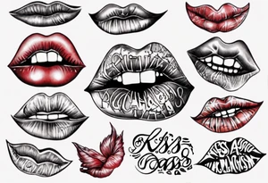 A lip print with the inscription "Kiss my a$$" tattoo idea