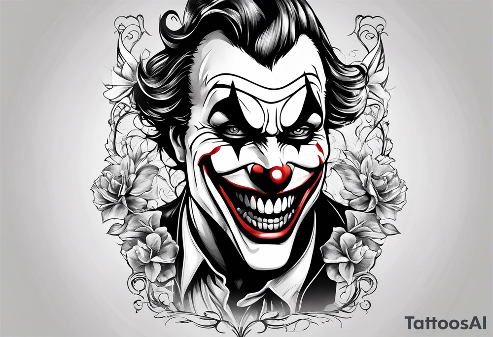 a classic joker engraving simple tattoo idea