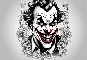a classic joker engraving simple tattoo idea