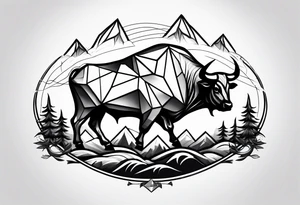 mountain, bike, bull tattoo idea