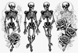 Dancing skeloton on a rose tattoo idea