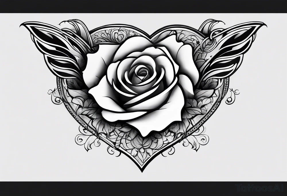 I have heart black style on my shoulder, and i need something around my heart maybe its will be rose tattoo idea