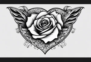 I have heart black style on my shoulder, and i need something around my heart maybe its will be rose tattoo idea