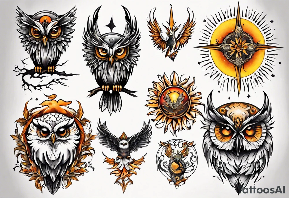 Sonne Eule tattoo idea