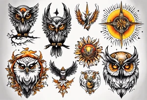Sonne Eule tattoo idea