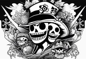 One Piece Shirohige and StrawHats flag tattoo idea