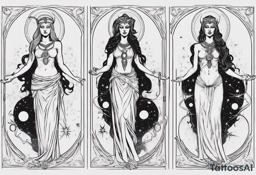 The High Priestesses. Hecate, Artemis and Selene as one. Representing Magic, Intuition and The Moon. tattoo idea