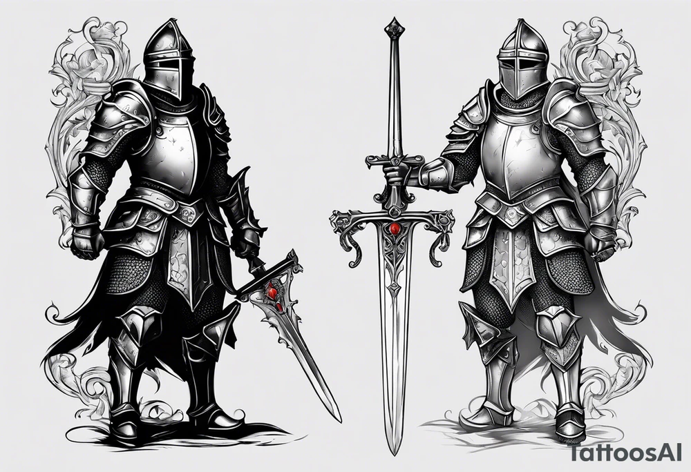 knight with heavy armor with clock and less detail tattoo idea knight with heavy armor with clock and less detail tattoo idea