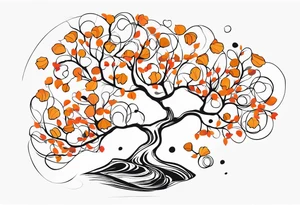 2 mimoma tree blossoms floating with bivalve shells mixed in creating movement tattoo idea