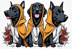 Curberus puppy wearing a hoodie tattoo idea