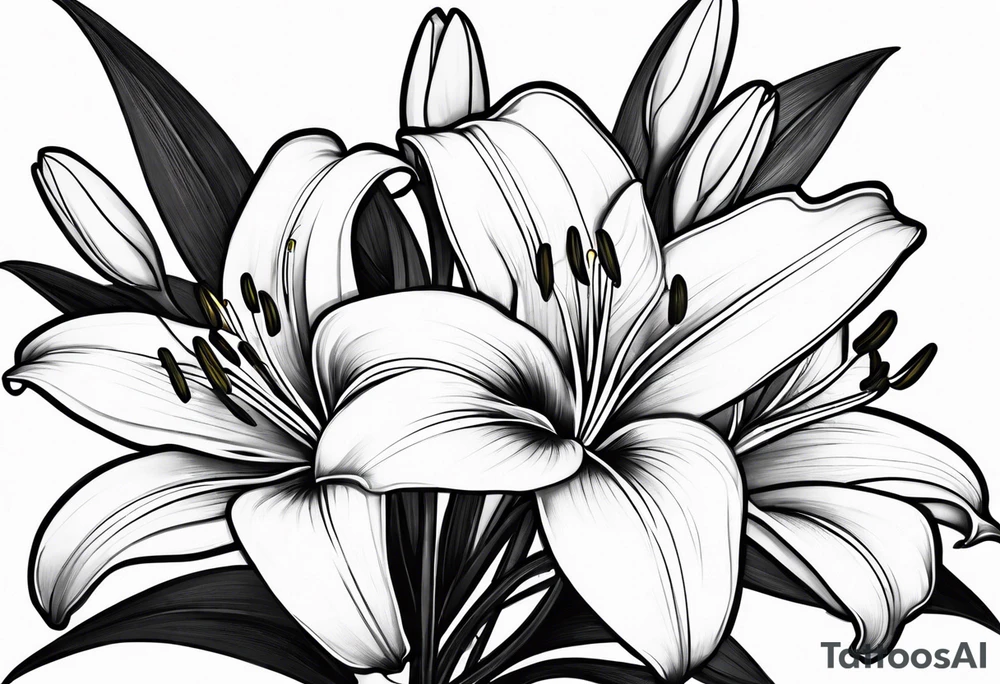 Lily flowers with stalk tattoo idea