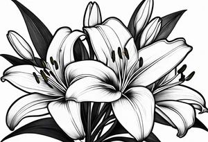 Lily flowers with stalk tattoo idea