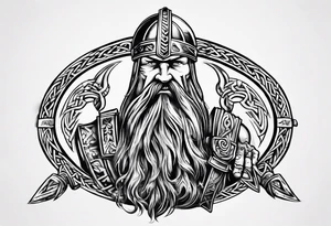 traditional viking with viking writing that also incoorporates the minnesota vikings logo tattoo idea