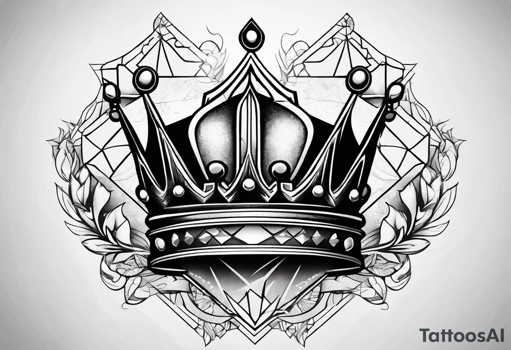 kings crown hexagon black tattoo idea