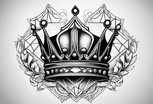 kings crown hexagon black tattoo idea