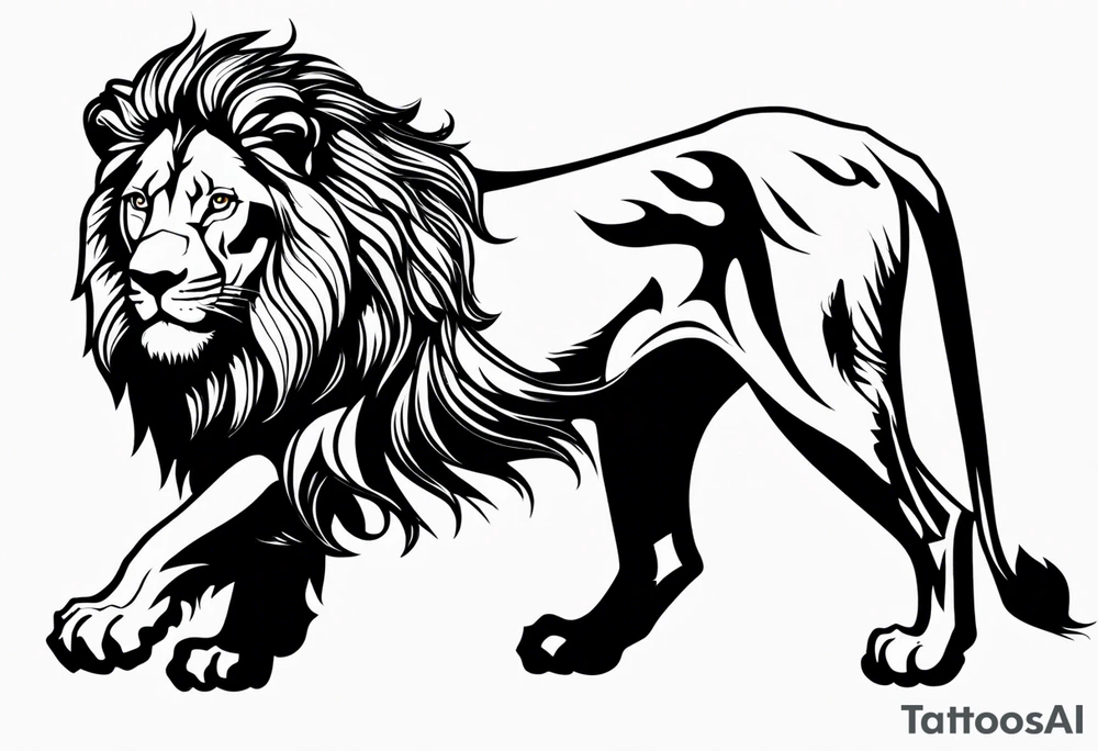 lion with mane tattoo idea