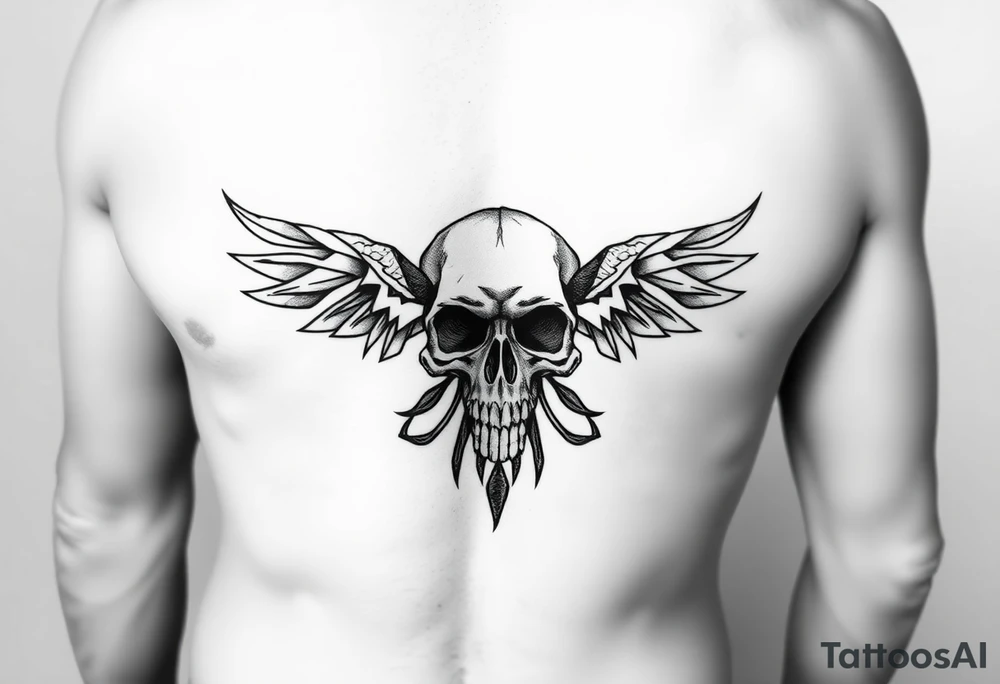 A tribal be with a skull for lower abdomen on a man tattoo idea