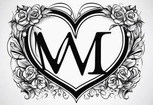 Simple Heart with the letter s and the letter m inside tattoo idea