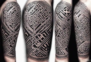 welsh, celtic sleeve tattoo with an infusion of technology tattoo idea