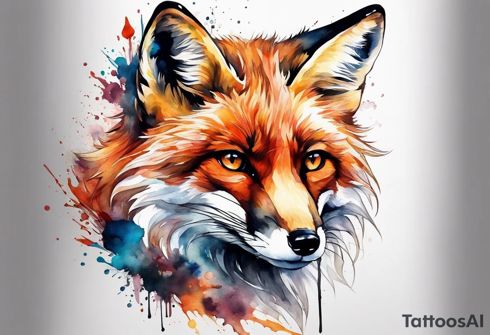 Watercolor fox tattoo idea