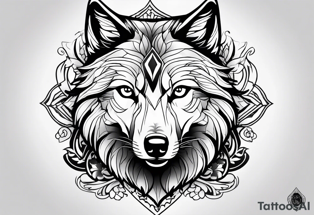 Pretty wolf tattoo idea