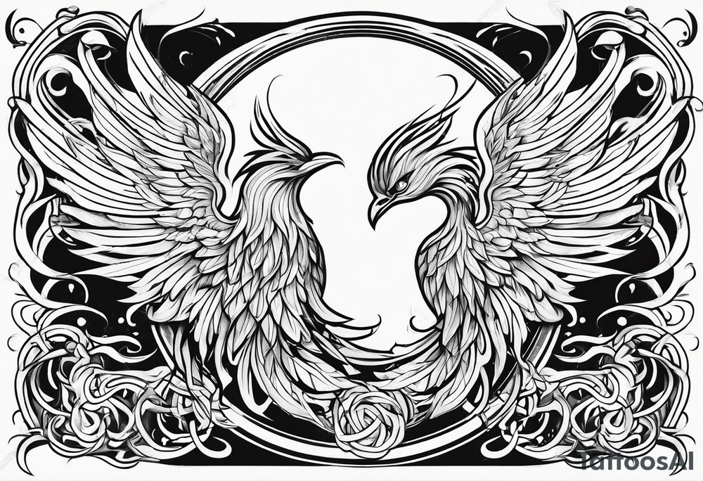 Rebirth symbol and knot and a phoenix. Simple but abstract tattoo idea