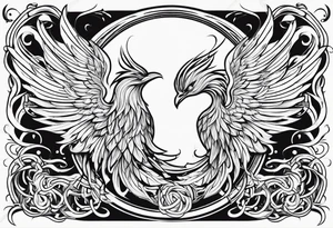Rebirth symbol and knot and a phoenix. Simple but abstract tattoo idea