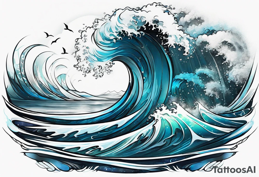 an half sleeve for my lower left leg that is completely rough ocean water tattoo idea