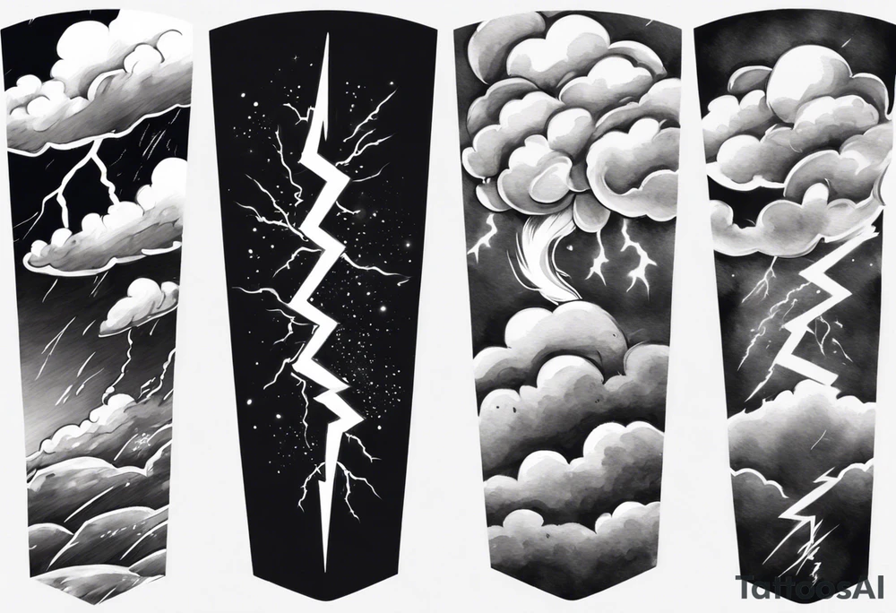 forearm sleeve lightning and clouds pattern tattoo idea forearm sleeve lightning and clouds pattern tattoo idea